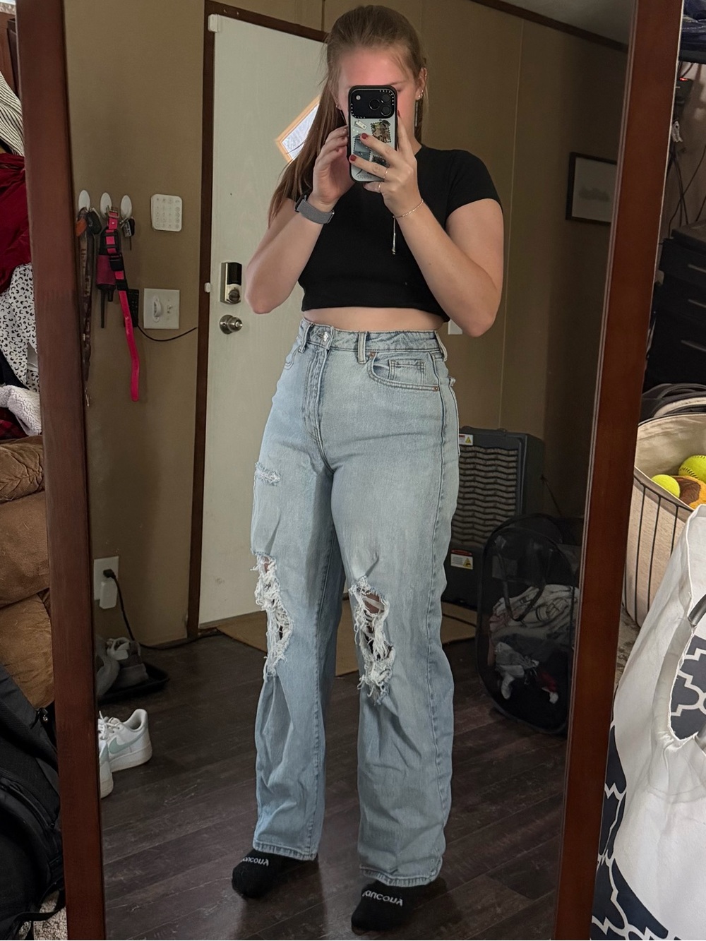 wild fable Light Blue Distressed Boyfriend Jeans